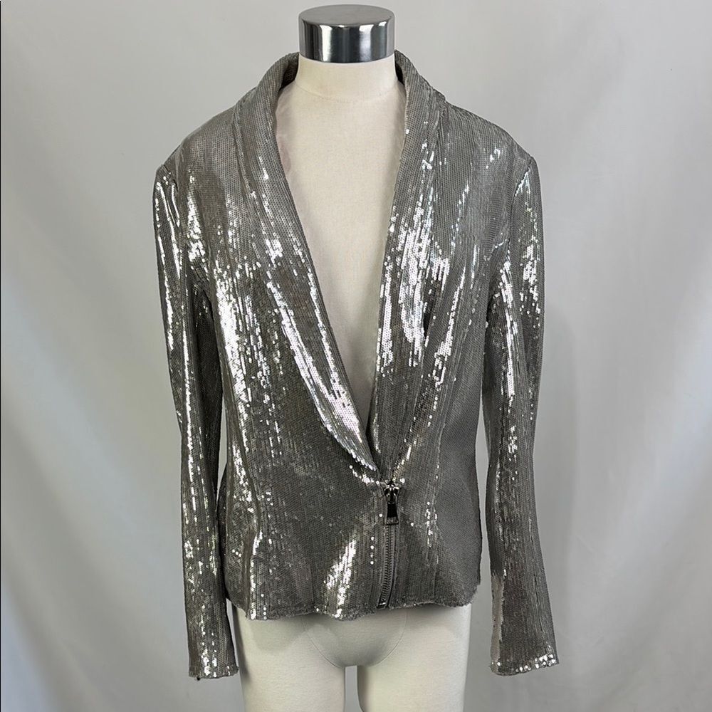 Inc Black Silver Sequins Blazer - image 2